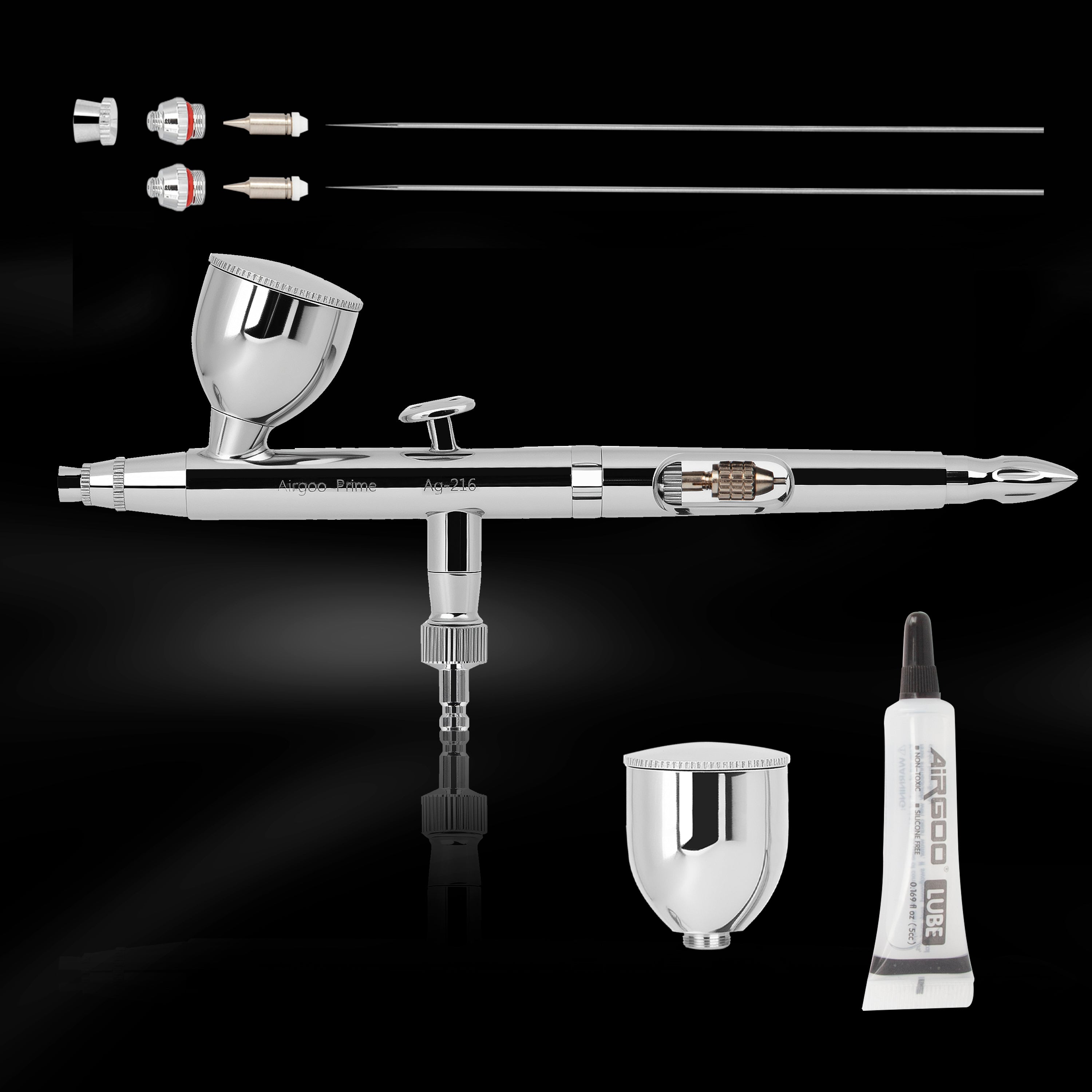 Airgoo Prime Series Dual Action Gravity Feed Airbrush AG-216 with 0.3mm/0.5mm Nozzle