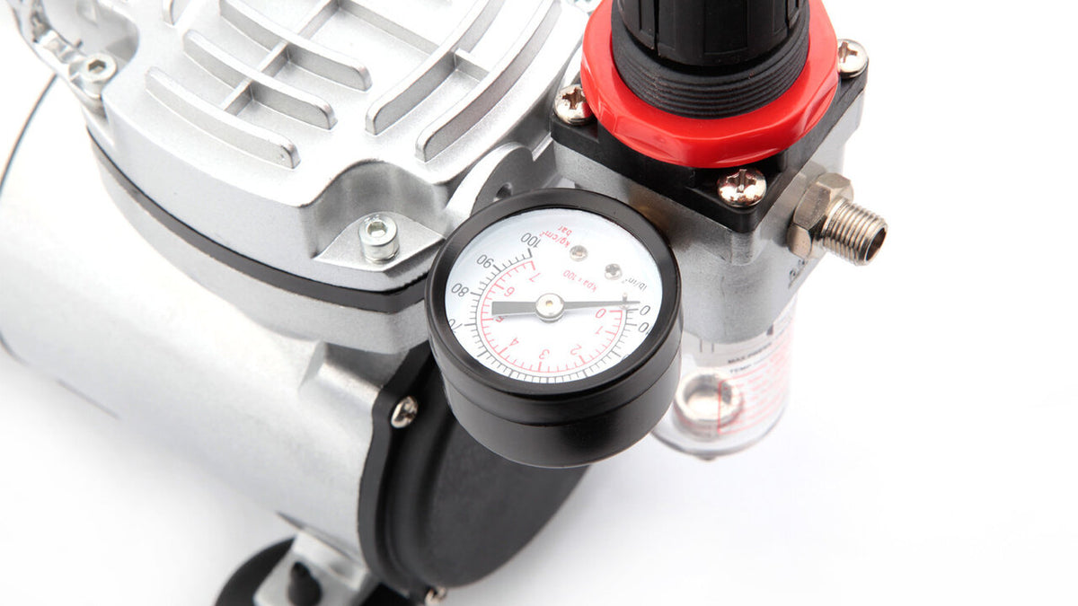 Mini Compressore Per Aerografo Fengda FD18-2 - Con Serbatoio E Regolatore Di Pressione - Silenzioso E Portatile