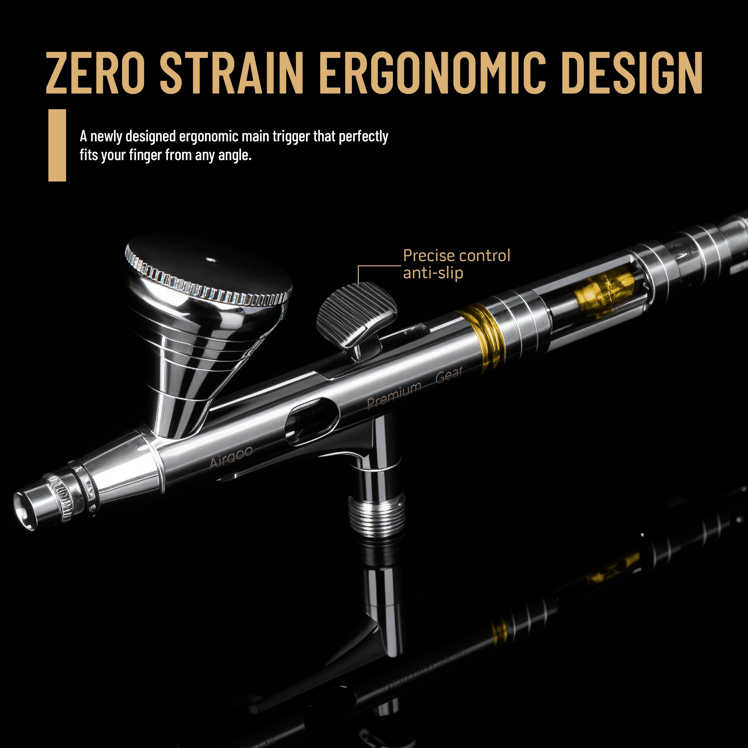 Airgoo Premium Series Dual Action Gravity Feed Airbrush Gear with 0.2mm/0.3mm Nozzle