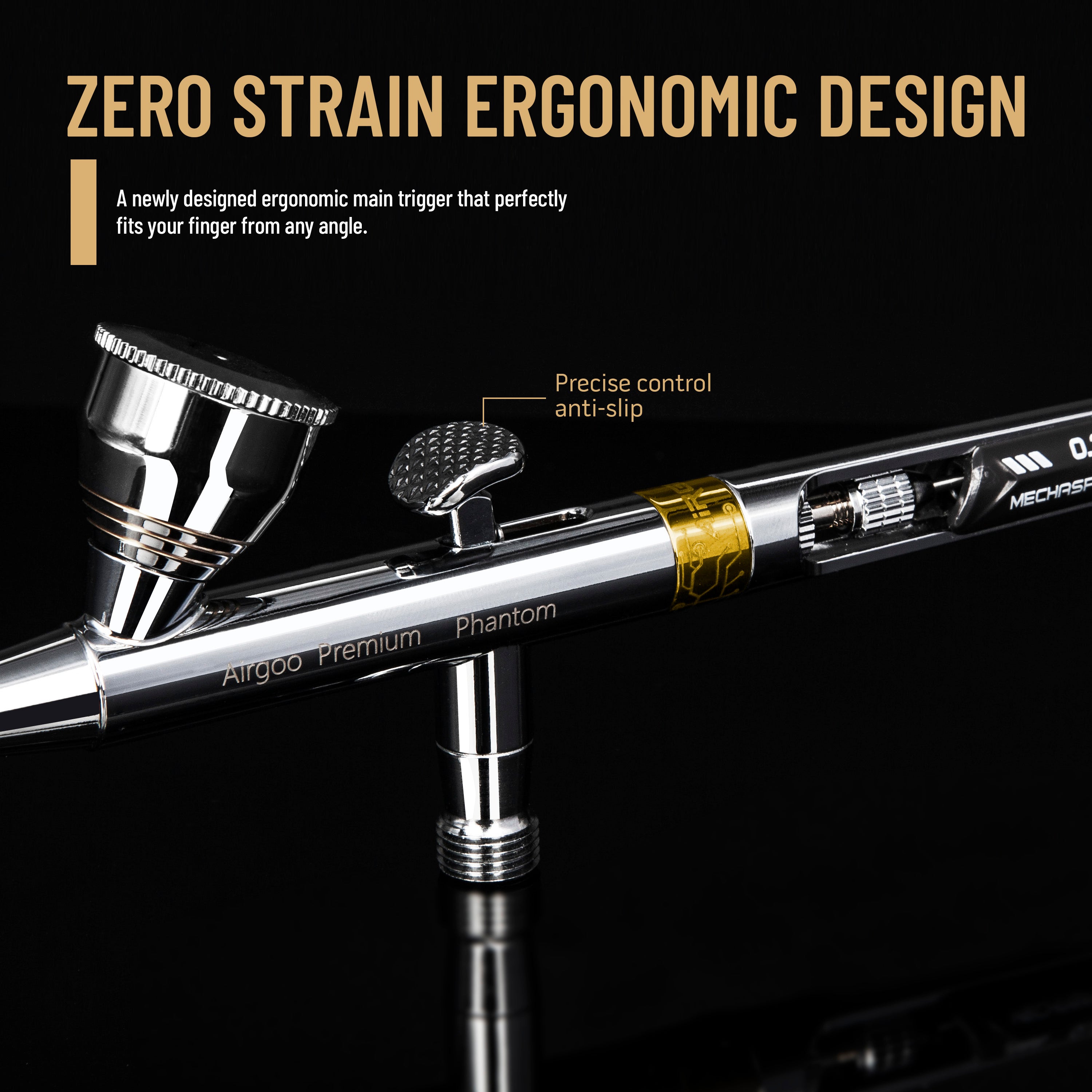Airgoo Premium Series Dual Action Gravity Feed Airbrush Phantom with 0.2mm/0.3mm Nozzle
