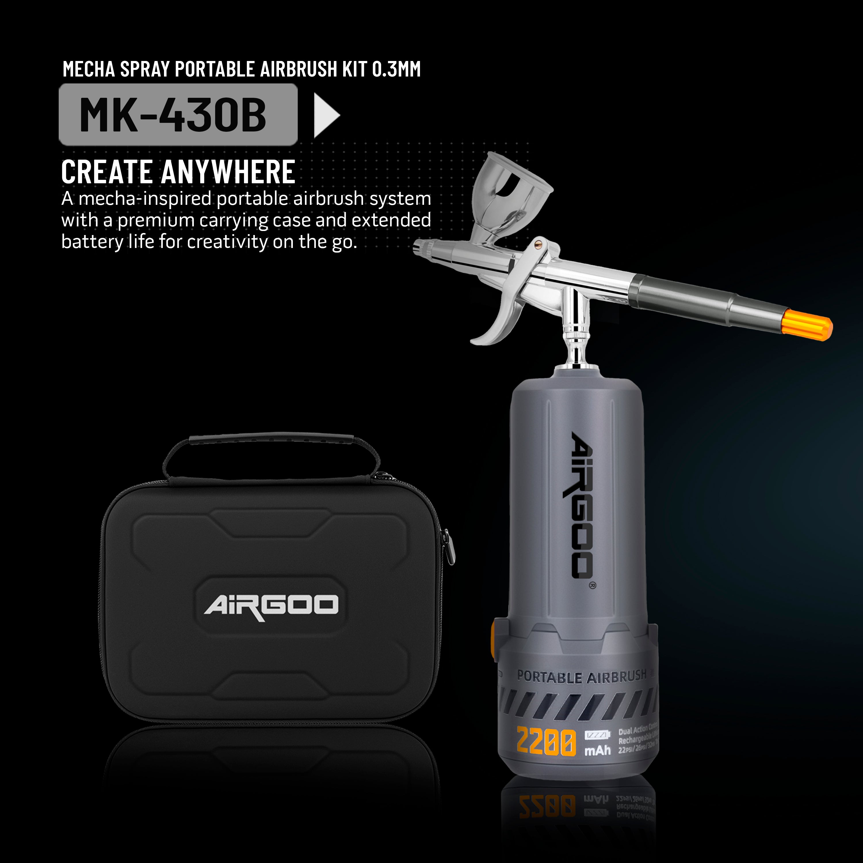 Airgoo Portable Airbrush Kit Mecha Spray B with 0.3mm Nozzle