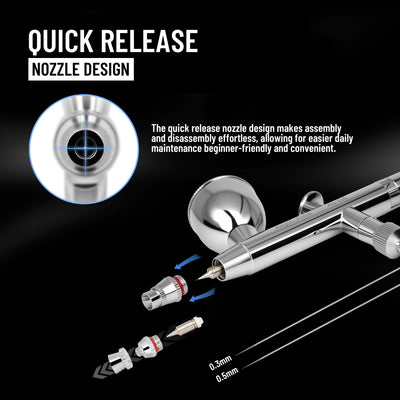 Airgoo Prime Series Dual Action Gravity Feed Airbrush AG-216 with 0.3mm/0.5mm Nozzle